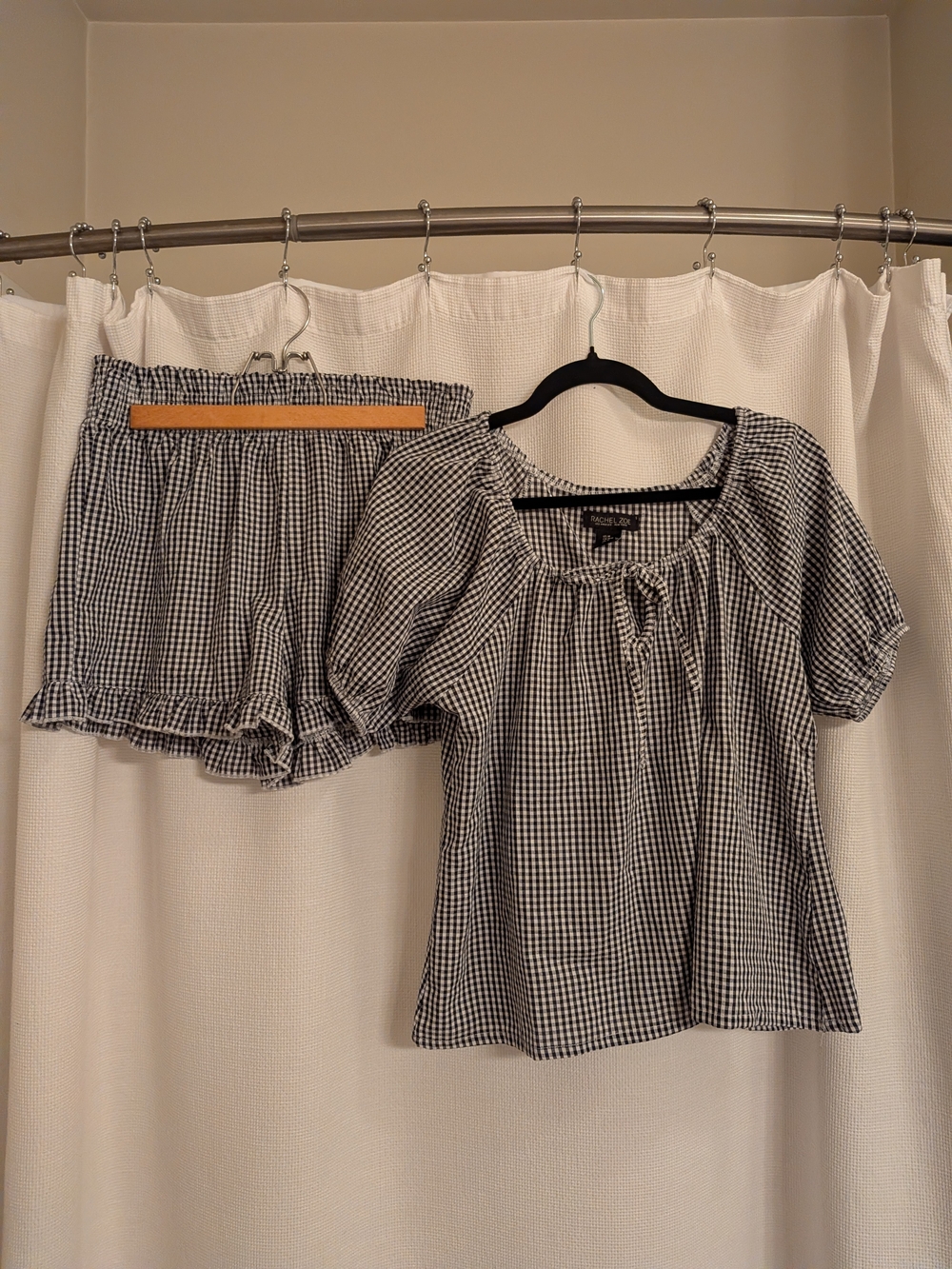 Rachel Zoe Black & White Gingham Short Lounge Set